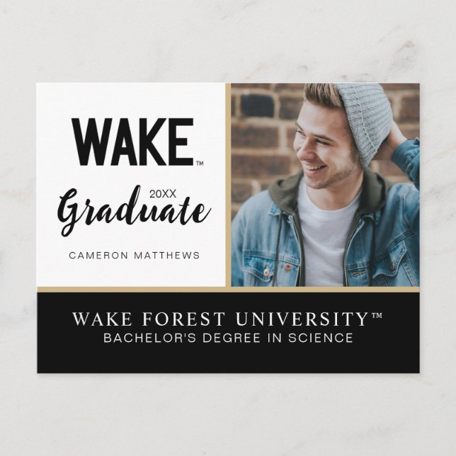Carte Postale Faire-part Université Wake Forest | Wake Wordmark (Devant)