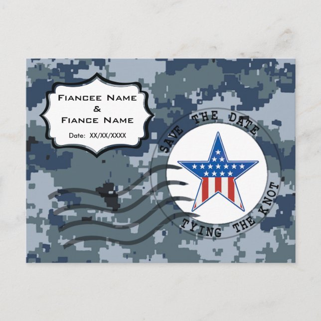 Carte Postale Faire-part USN Marine Sauvegarder la date et l'étoile (Devant)