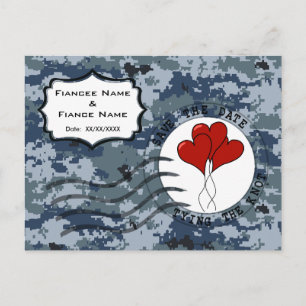 Carte Postale Faire-part USN Navy Date à retenir & Ballons