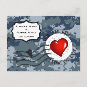 Carte Postale Faire-part USN Navy Date à retenir et cœur