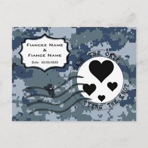 Carte Postale Faire-part USN Navy Date à retenir et cœurs