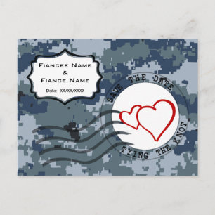 Carte Postale Faire-part USN Navy Date à sauvegarder et cœurs
