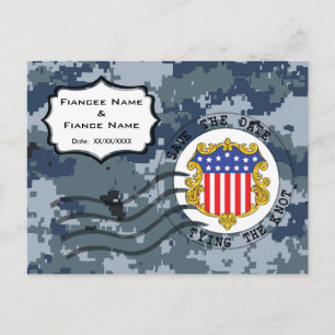 Carte Postale Faire-part USN Navy Enregistrer la date et le drapeau