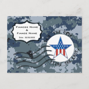 Carte Postale Faire-part USN Navy Save the Date and Star