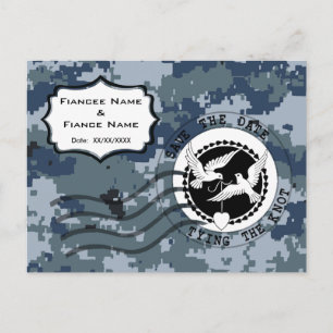 Carte Postale Faire-part USN Navy Save the Date & Colombes