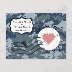 Carte Postale Faire-part USN Navy Save the Date et Cœur