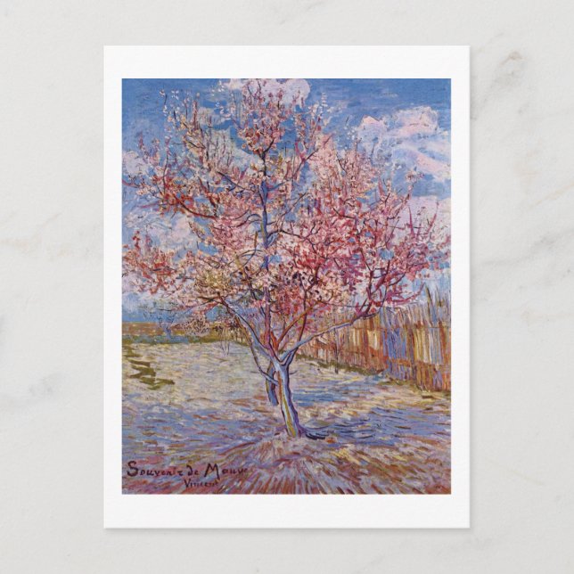 Carte Postale Faire-part Van Gogh | Arbre de pêche à fleurs | Nouvelle adre (Devant)