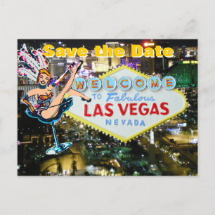Carte Postale Faire-part Vegas Strip Wedding Enregistrer la date Showgirl