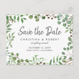 Carte Postale Faire-part Végétal Botanique | Feuille | Save The Date