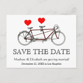 Carte Postale Faire-part Vélo Tandem Mignon Vintage Mariage Enregistrer La