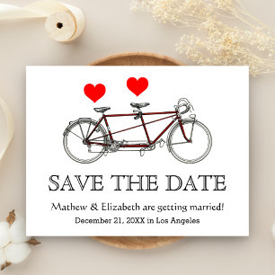 Carte Postale Faire-part Vélo Tandem Mignon Vintage Mariage Enregistrer La 