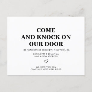 Carte Postale Faire-part Venez frapper notre porte Noir Simple Nouvelle adr