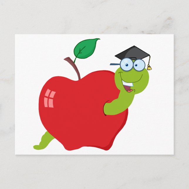 Carte Postale Faire-part Ver licencié de bande dessinée à Apple (Devant)
