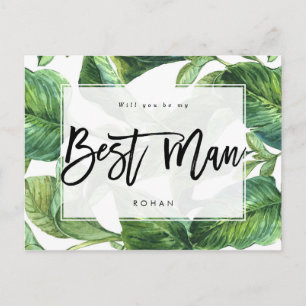 Carte Postale Faire-part verdure tropicale vous serez mon meilleur homme