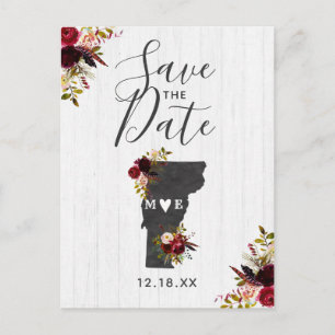 Carte Postale Faire-part Vermont State Destination Rustique Enregistrer la