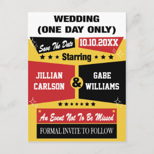 Carte Postale Faire-part Vidéo Poster Mariage Enregistrer La Date