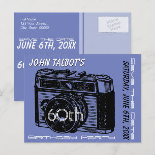 Carte Postale Faire-part Vieux appareil photo 60e anniversaire fête Enregis