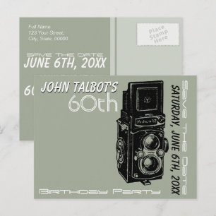 Carte Postale Faire-part Vieux appareil photo 60e anniversaire fête Enregis