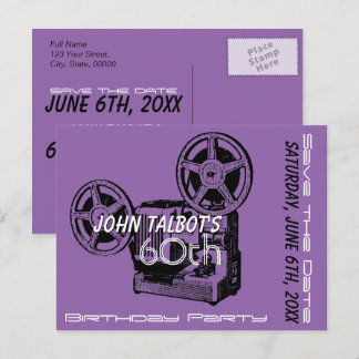 Carte Postale Faire-part Vieux projecteur 60e anniversaire fête Enregistrer