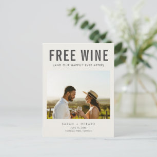 Carte Postale Faire-part Vin gratuit (et notre heureux après) Mariage
