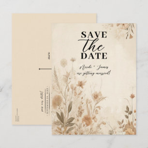 Carte Postale Faire-part Vintage Delicate Floral Botanical Mariage Boho