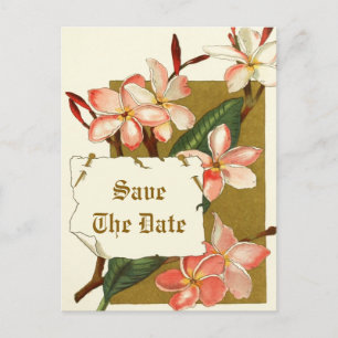 Carte Postale Faire-part Vintage mariage de fleurs roses Enregistrer la dat