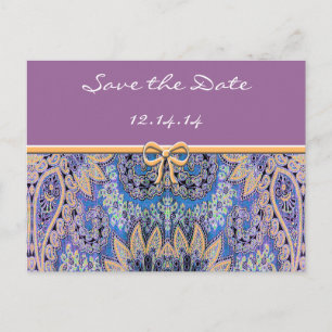 Carte Postale Faire-part Vintage Paisley Enregistrer La Date
