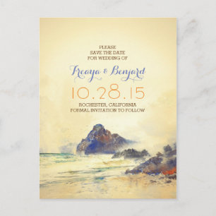 Carte Postale Faire-part vintage plage d'aquarelle enregistrer la date cart