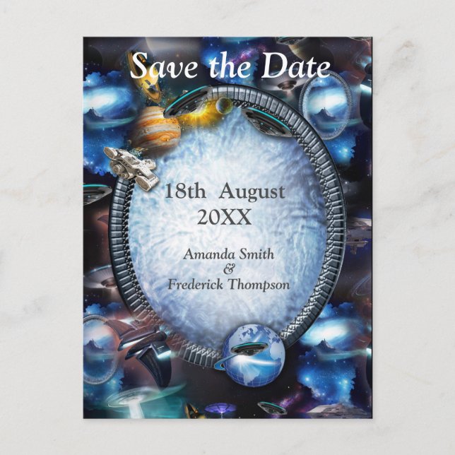 Carte Postale Faire-part Visiteurs de l'espace galactique (Devant)