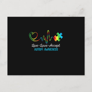 Carte Postale Faire-part Vivez Amour Acceptez la sensibilisation à l'autism