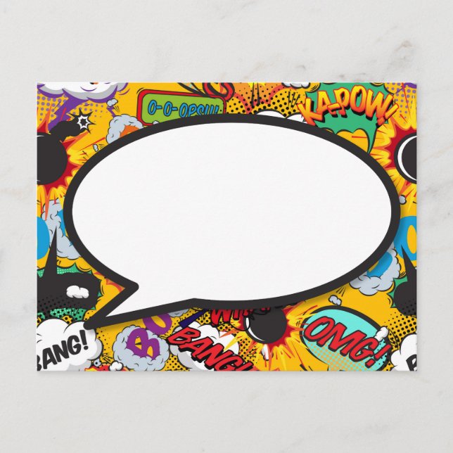 Carte Postale Faire-part Votre bulle de message amusante rétro bande dessin (Devant)