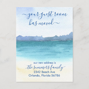 Carte Postale Faire-part Votre chambre d'hôtes a déménagé Plage Océan Mer