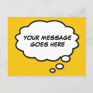 Carte Postale Faire-part Votre Message Bulle de Pensée Amusant Bande Dessin