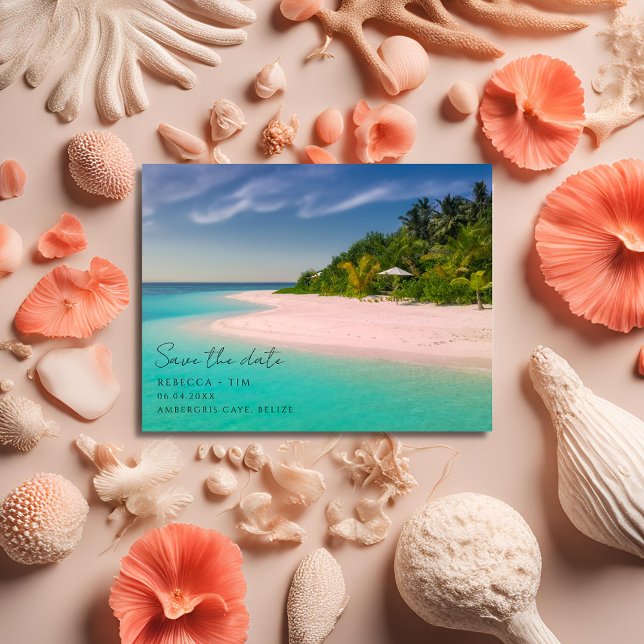 Carte Postale Faire-part Votre photo Budget Beach Mariage Enregistrer la da (Your Photo Budget Beach Wedding Save the Date Announcement Postcard)