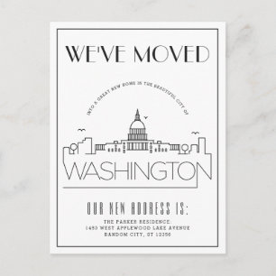 Carte Postale Faire-part Washington DC Moderne Art Déco   Changement d'Adre