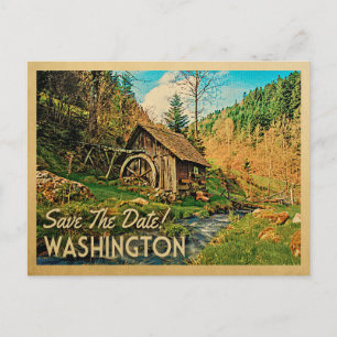 Carte Postale Faire-part Washington Sauvez La Date Rustique Cabine Mill Woo