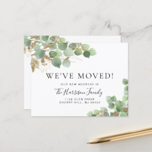 Carte Postale Faire-part We've Moved Eucalyptus Greenery Watercolor Moving