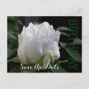 Carte Postale Faire-part White Peony 35th Birthday Enregistrer la date Cart