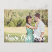 White Rustic Script Photo Enregistrer Notre Date C