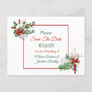 Carte Postale Faire-part White Winter Wedding Theme Enregistrer la date Car