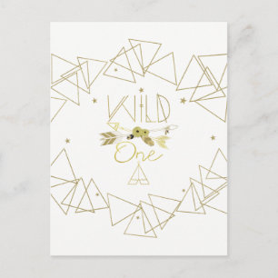 Carte Postale Faire-part Wild One Gold Triangles Géométriques Modernes Enre