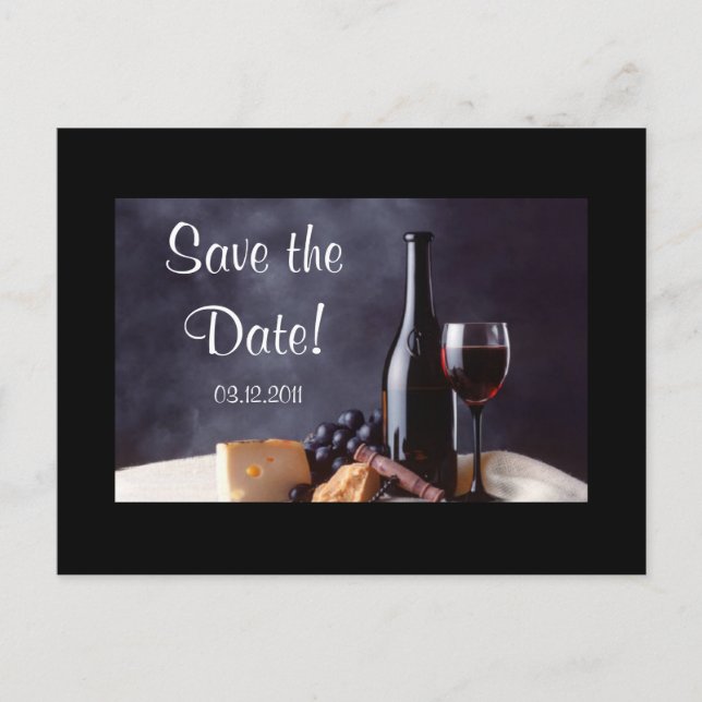 Carte Postale Faire-part Wine_Fromage Enregistrez la date ! (Devant)