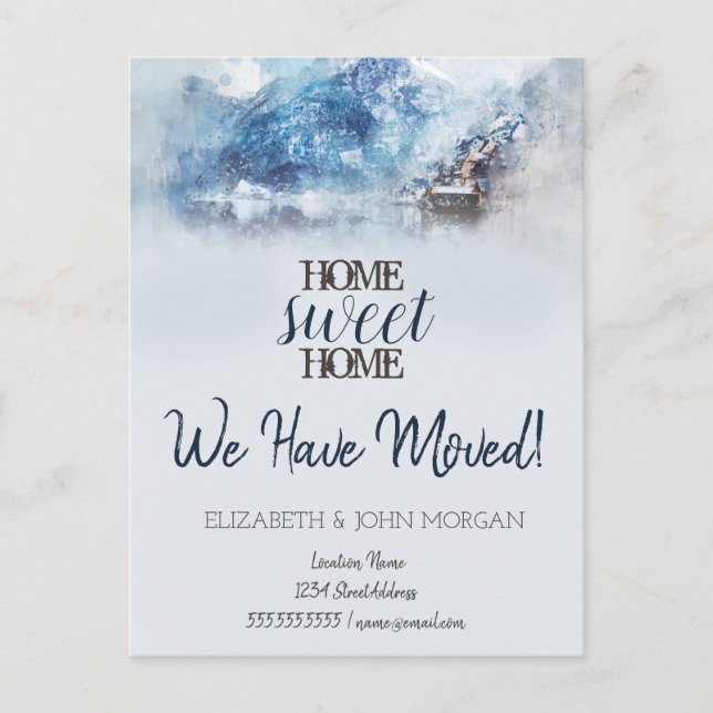 Carte Postale Faire-part Winter Mountain Lake Accueil Sweet Home (Devant)
