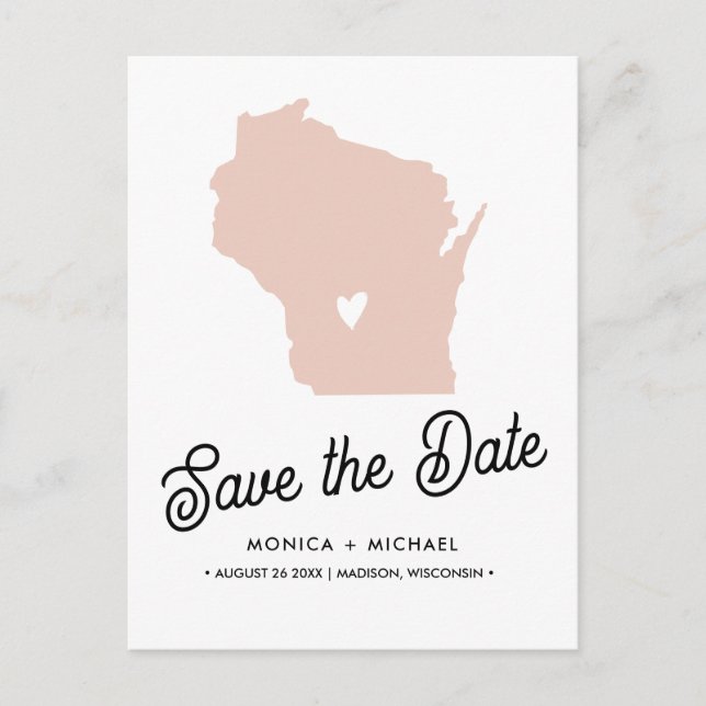 Carte Postale Faire-part WISCONSIN Mariage de Destination TOUTE COULEUR (Devant)