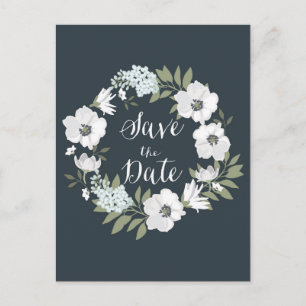 Carte Postale Faire-part Wreath Florale Anémonique blanche Enregistrer la d