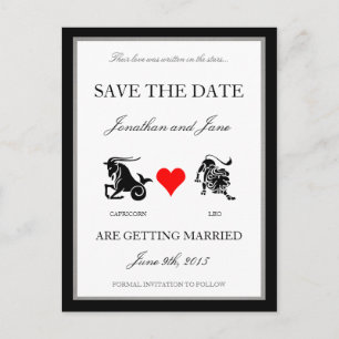 Carte Postale Faire-part Zodiac Love Save the Date (Capricorn/Leo)