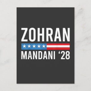 Carte Postale Faire-part Zohran Mamdani Candidat Maire NYC Drapeau USA
