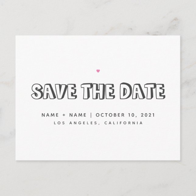 Carte Postale Faire suivre la date Cute Simple Annonce de mariag (Devant)