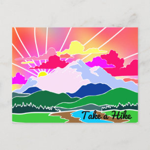 Carte Postale Faire une randonnée - Coucher de soleil coloré, mo