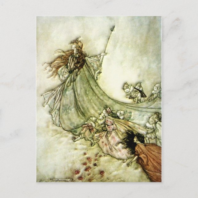 Carte Postale Fairies Away - Arthur Rackham (Devant)